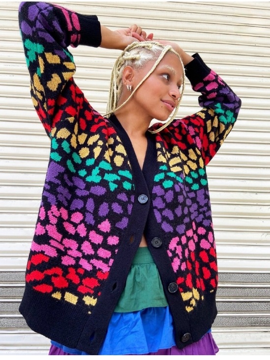 FARM Rio Sweaters - FARM Rio Rainbow Leopards Cardigan